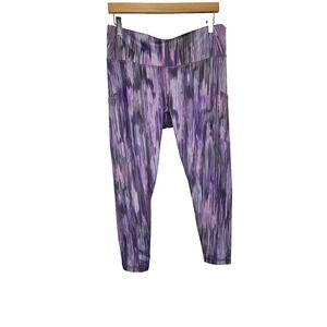 Zella Z by Zella Women's Leggings L Purple Pink Abstract Print Pockets Activewea